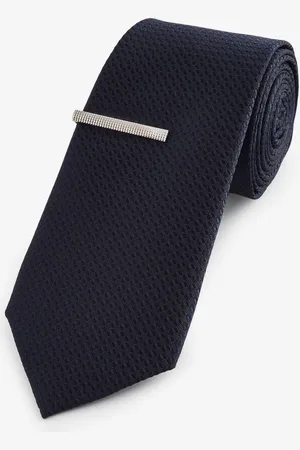 Next Dark Slim Textured Tie And Clip Set