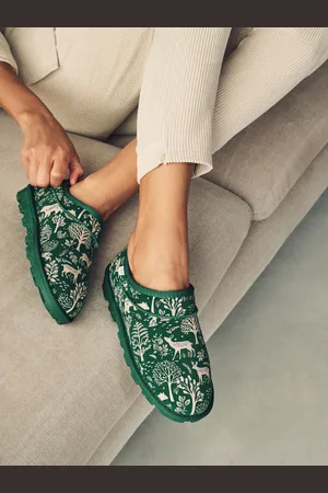 Next Woodland Faux Fur Lined Suede Shoot Slippers