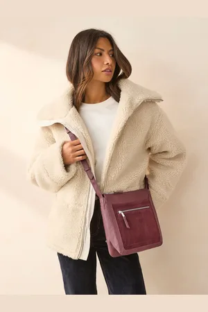 Next Berry Red Leather Pocket Messenger Bag