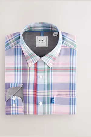 Next Madras Check Regular Fit Easy Iron Button Down Oxford Shirt