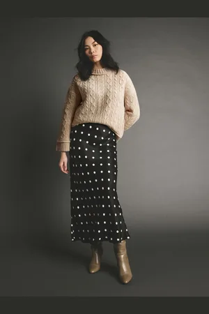 Next Polka Dot Printed Satin Midi Skirt
