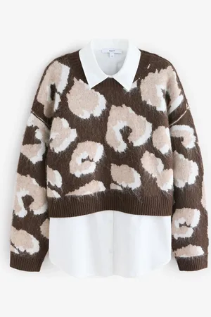 Next Animal Soft Touch Brushed Shirt Layer Knitted Jumper