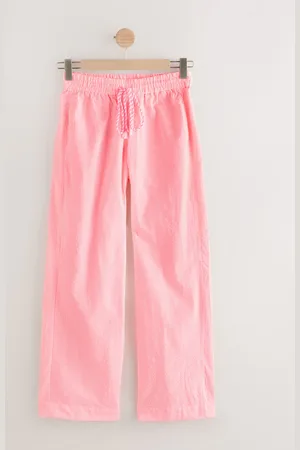Next Pink/ Wide Leg Pull On Striped Trousers
