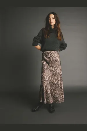 Next Snake Printed Satin Midi Skirt