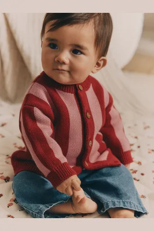 Next /Red Stripe Baby 100% Cotton Knitted Cardigan (0mths-2yrs)