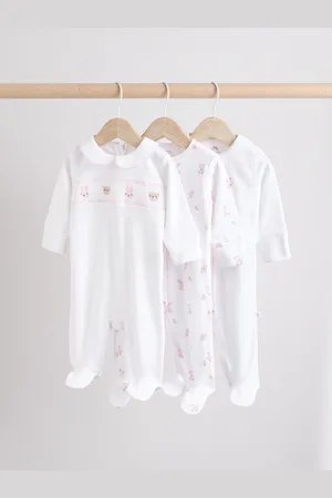 Next Baby Collar 100% Cotton Sleepsuits 3 Pack (0-2yrs)