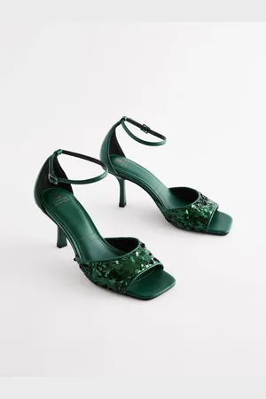 Next Standard Fit Forever Comfort Open Square Toe Sequin Sandals