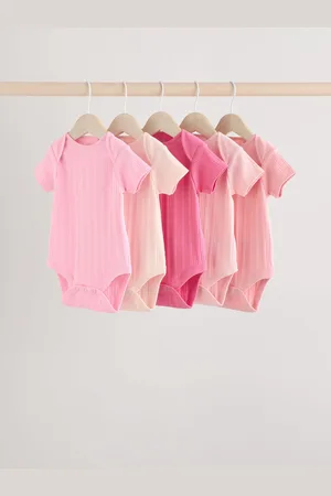 Next Bright Baby Short Sleeve Ribbed 100% Cotton Bodysuits 5 Pack
