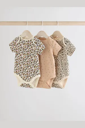 Next Animal Short Sleeve 100% Cotton Baby Bodysuits 3 Pack