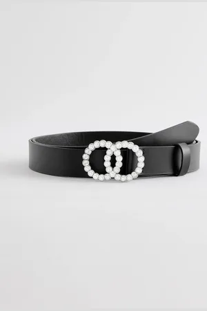 Next /Silver Diamante Diamante Buckle Regular Leather Belt
