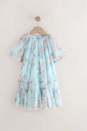 Next Floral Angel Sleeve Chiffon Dress (3-16yrs)