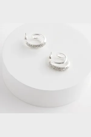Next Tone Sparkle Double Hoop Earrings