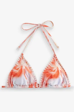 Next Coral Floral Whipstitch Triangle Bikini Top