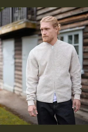 Next Ecru Wool Blend Fleece Bomber Jacket