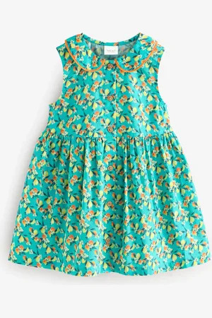 Next Teal Printed Sleeveless Collar Summer Dress (3mths-10yrs)