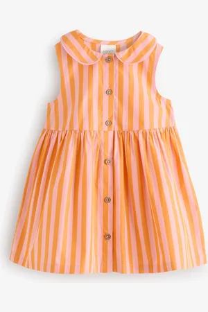 Next /Yellow Stripe Sleeveless Collar Summer Dress (3mths-10yrs)