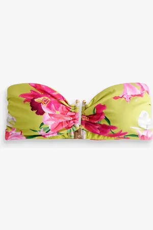 Next Kew Collection Lime Green/ Floral U-Trim Bandeau Bikini Top