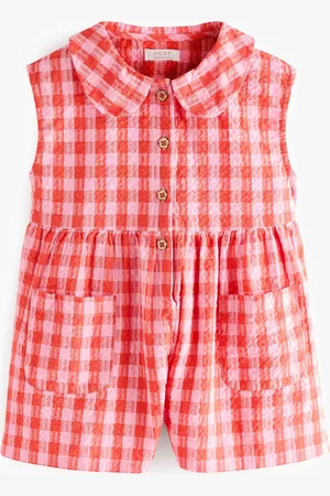 Next Red Shirt Collar 100% Cotton Playsuit (3mths-7yrs)