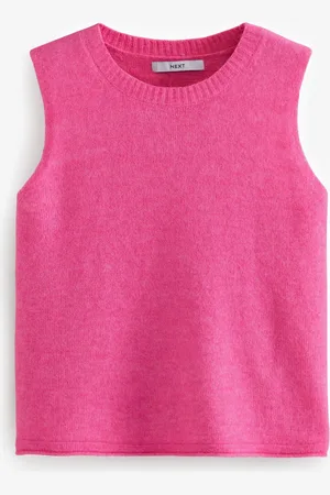 Next Bright Sleeveless Knitted Crew Tank Vest Top with Alpaca