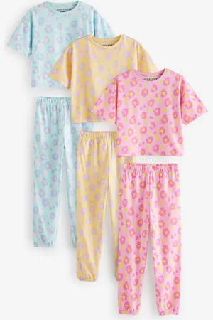 Next Yellow/ Animal Print Joggers Pyjamas 3 Pack (3-16yrs)