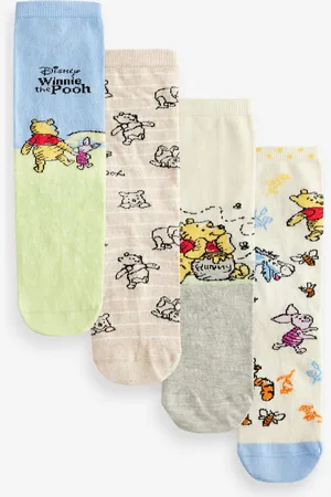 Next / Green Winnie The Pooh Ankle Socks 4 Pack