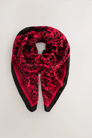 Next Red Leopard Square Lightweight Scarf