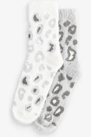 Next /Grey Animal Cosy Ankle Socks 2 Pack