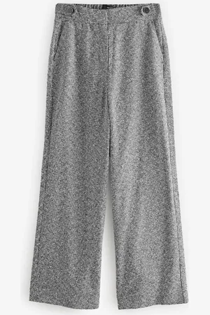 Next /White Elastic Back Boucle Mono Wide Leg Trousers