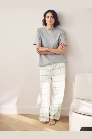 Next Ecru Check Soft Pyjama Bottoms with Wool