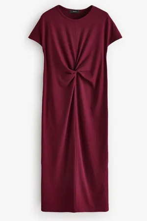 Next Plum Purple 100% Cotton Twist Short Sleeved T-Shirt Summer Dress