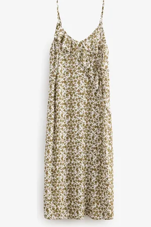 Next Khaki Ruffle Midi Slip Summer Dress