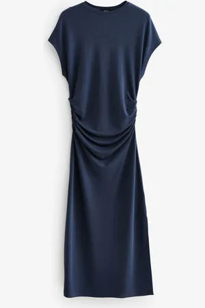 Next Blue Midi T-Shirt Summer Dress Containing TENCEL? Lyocell
