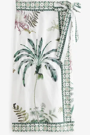 Next Ecru 100% Cotton Wrap Midi Skirt