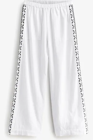 Next Monochrome 100% Cotton Embroidered Wide Leg Trouser