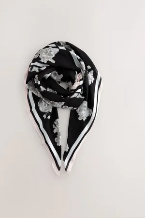 Next Mono Floral Skull Square Lightweight Scarf