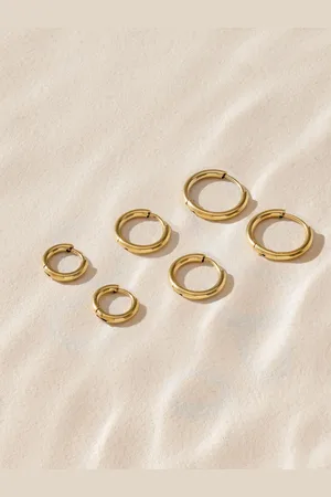 Next Tone Stainless Steel Graduated Huggie Hoop Earrings 3 Pack