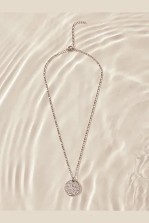 Next Tone Stainless Steel Hammered Disc Necklace