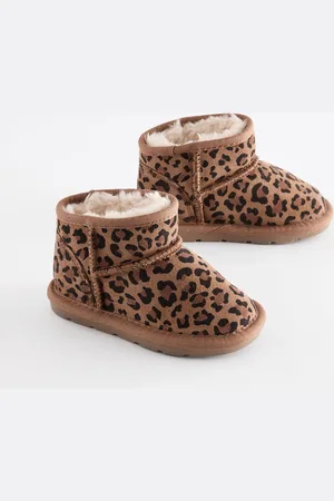 Next Animal Print Faux Fur Lined Water Repellent Pull-On Suede Boots