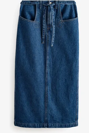Next Mid 100% Cotton Hourglass Belted Pocket Stitch Midi Skirt
