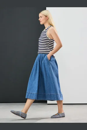 Next Mid Denim Full A-line Denim 100% Cotton Midi Skirt