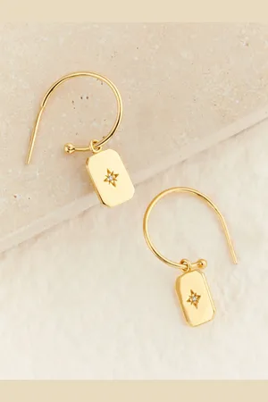 Next Plated Dog Tag Hoop Earrings