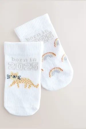 Next Born In Born in 2025 Baby Socks 2 Pack (0-12mths)