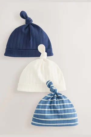 Next Tie Top 100% Cotton Hats 3 Pack (0-18mths)
