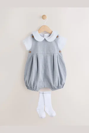 Next 100% Cotton Smart Baby Romper, Bodysuit And Socks Dungarees Set (0mths-2yrs)