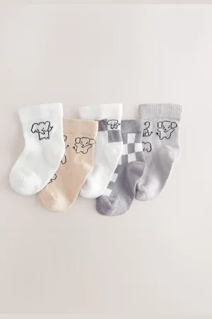 Next Elephant Baby Socks 5 Pack (0mths-2yrs)