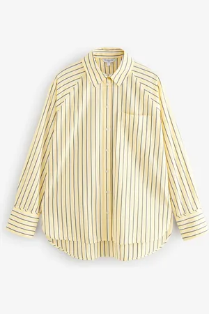 Next Yellow Stripe Girlfriend Oversized Long Sleeve Shirt