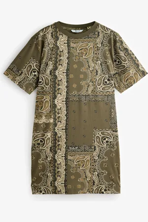 Next Khaki 100% Cotton T-Shirt Dress