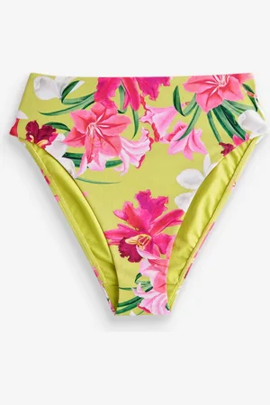 Next Kew Collection Lime Green/ Floral High Waist Bikini Bottoms