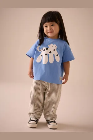Next Cat Character Short Sleeve 100% Cotton T-Shirt and Wide Trousers Set (3mths-7yrs)