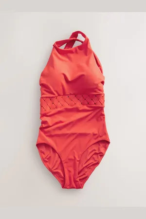 Next Red High Neck Lattice Tummy Control Swimsuit